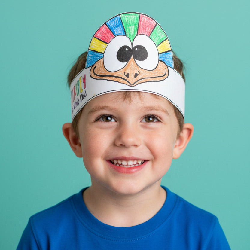 Child wearing paper crown
