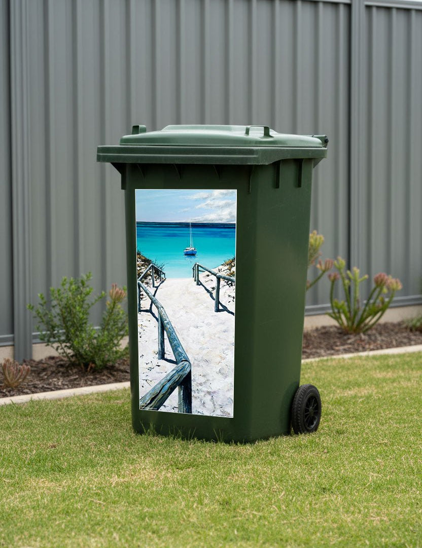 Beach House – Bin Sticker - Stunned Emu Designs by Wendy Binks