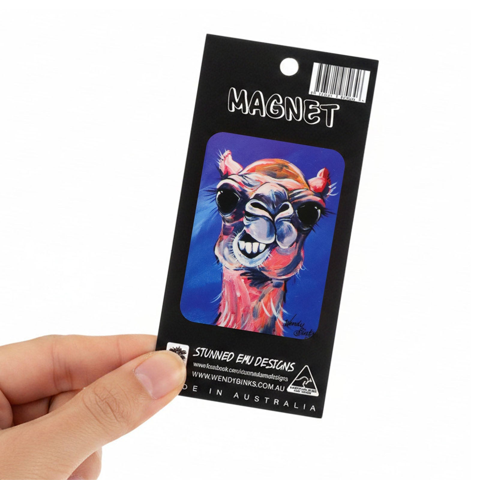 Camel Chewing the Cud – Small Magnet - Stunned Emu Designs by Wendy Binks