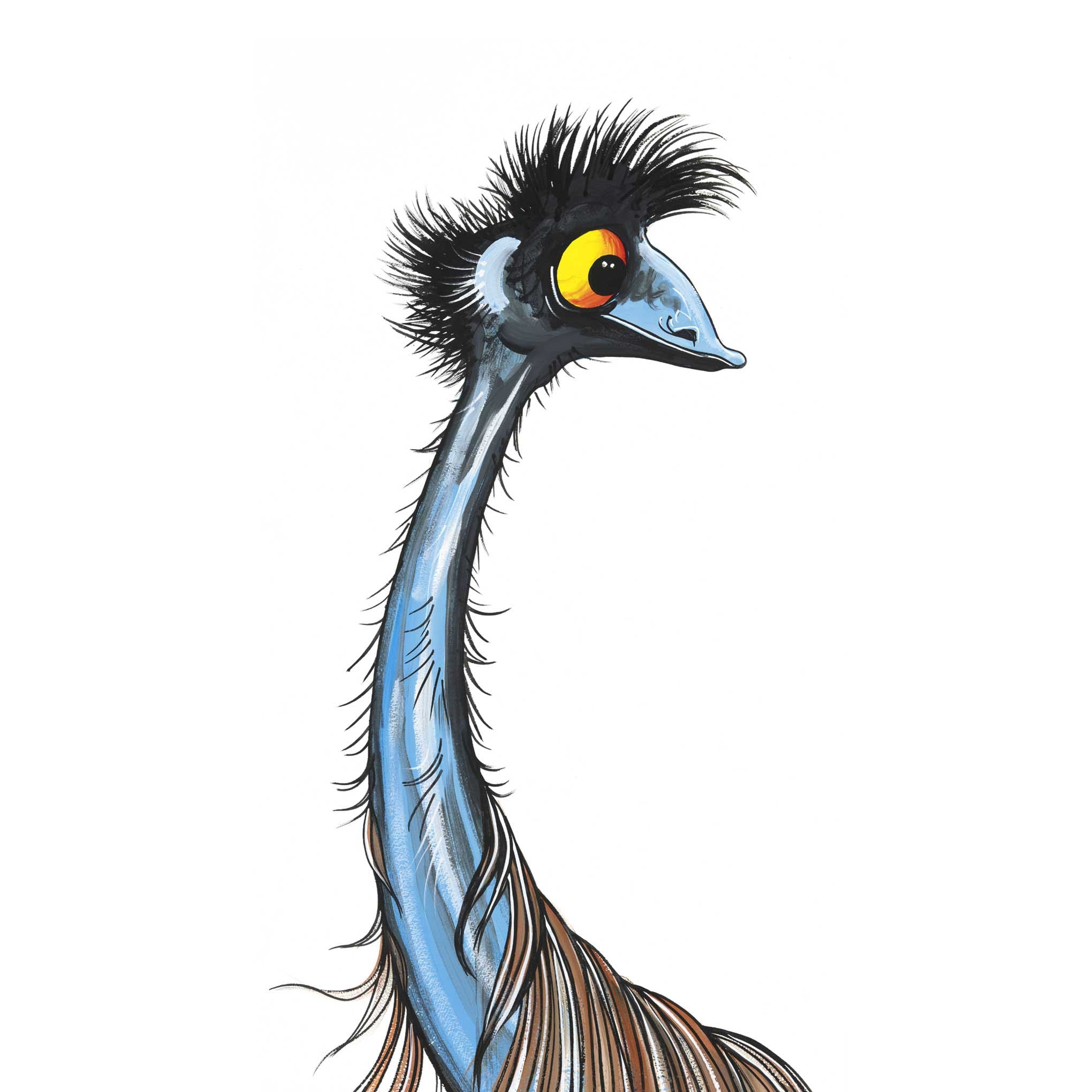 Emu Looking Left – Decal | Australian Wildlife Art | Wendy Binks
