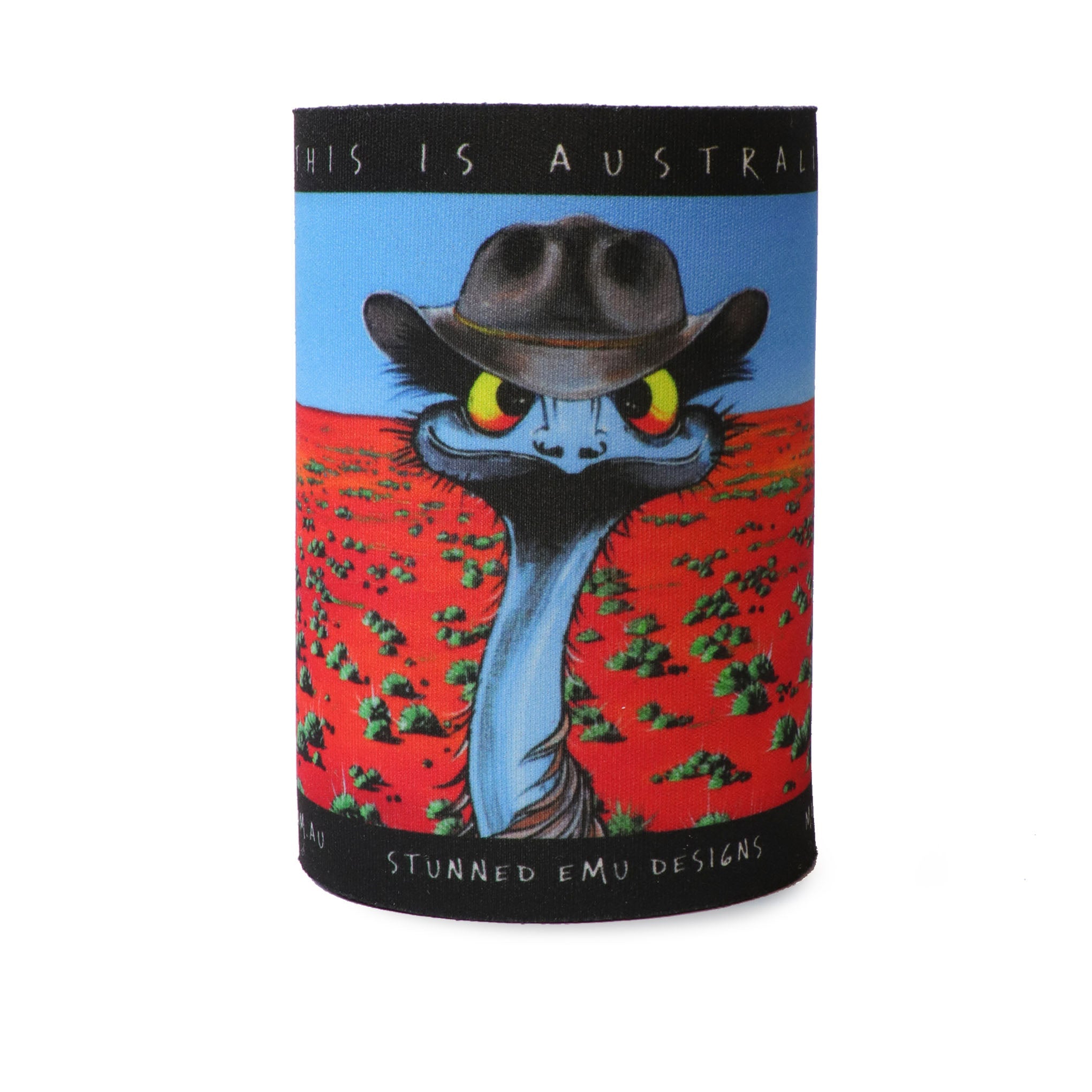 Emu with Akubra – Drink Holder - Stunned Emu Designs by Wendy Binks