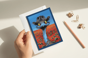 Emu with Akubra – Greeting Card - Stunned Emu Designs by Wendy Binks