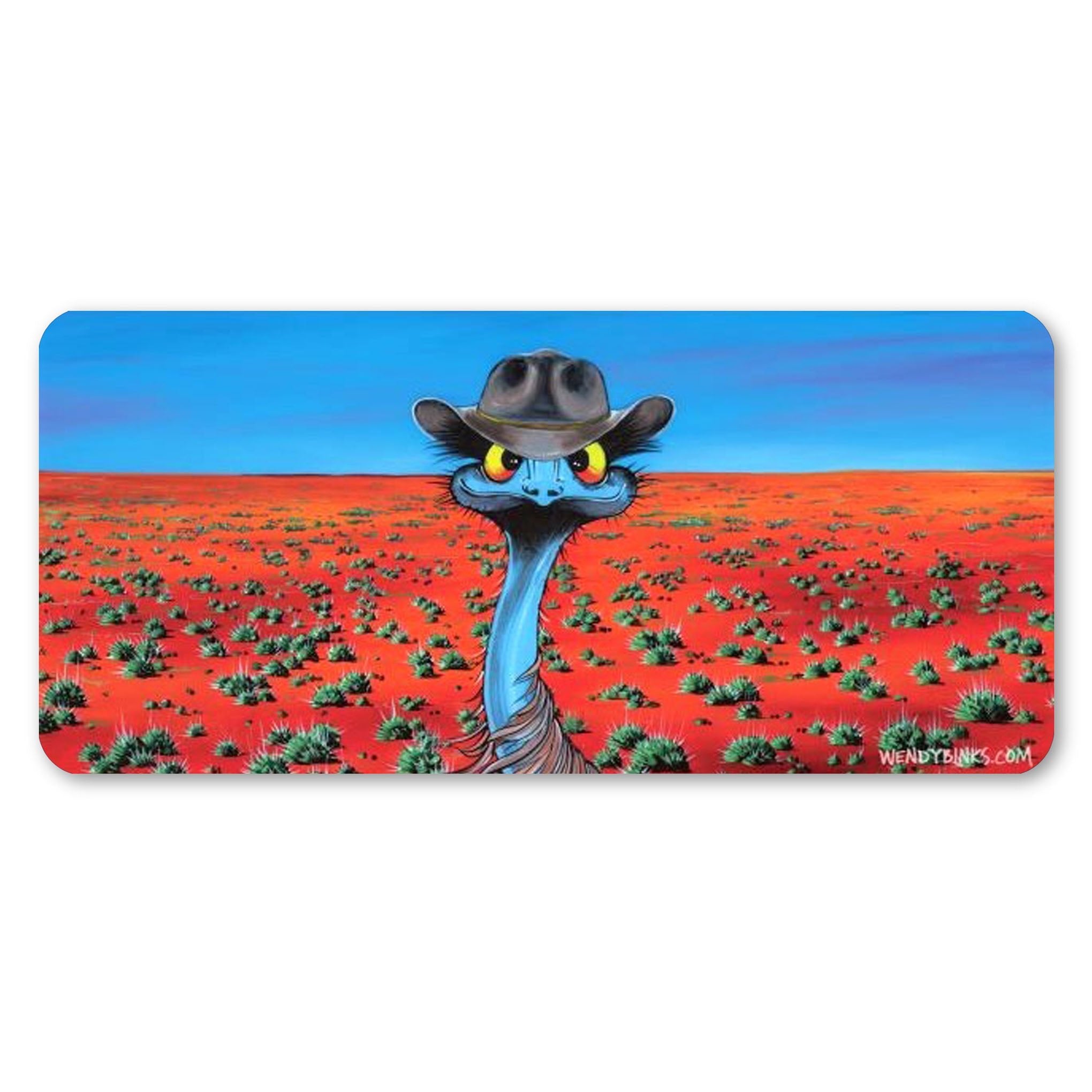 Emu with Akubra – Large Magnet - Stunned Emu Designs by Wendy Binks