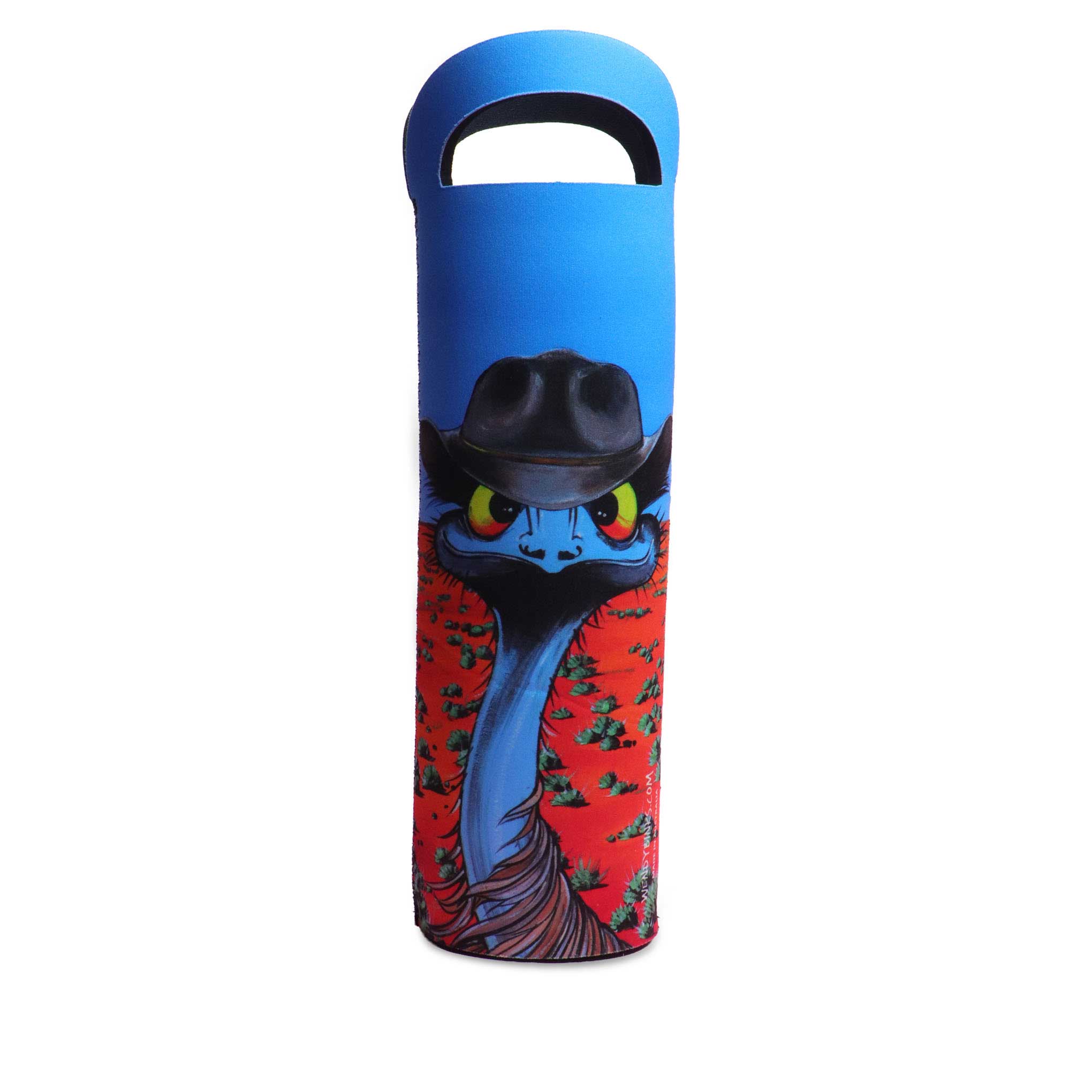 Emu with Akubra – Wine Cooler - Stunned Emu Designs by Wendy Binks