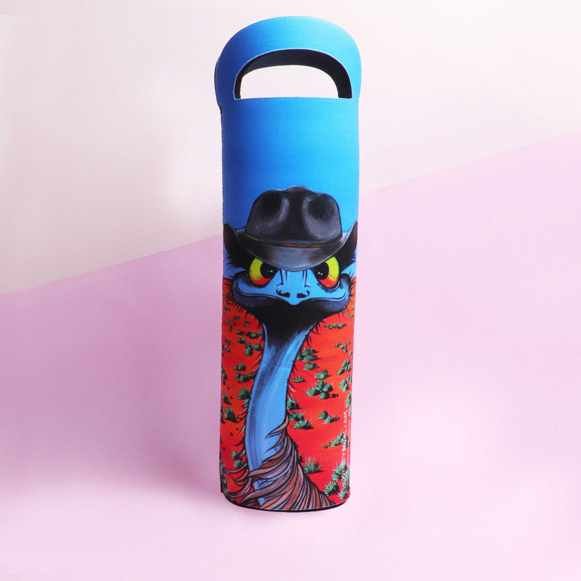 Emu with Akubra – Wine Cooler - Stunned Emu Designs by Wendy Binks