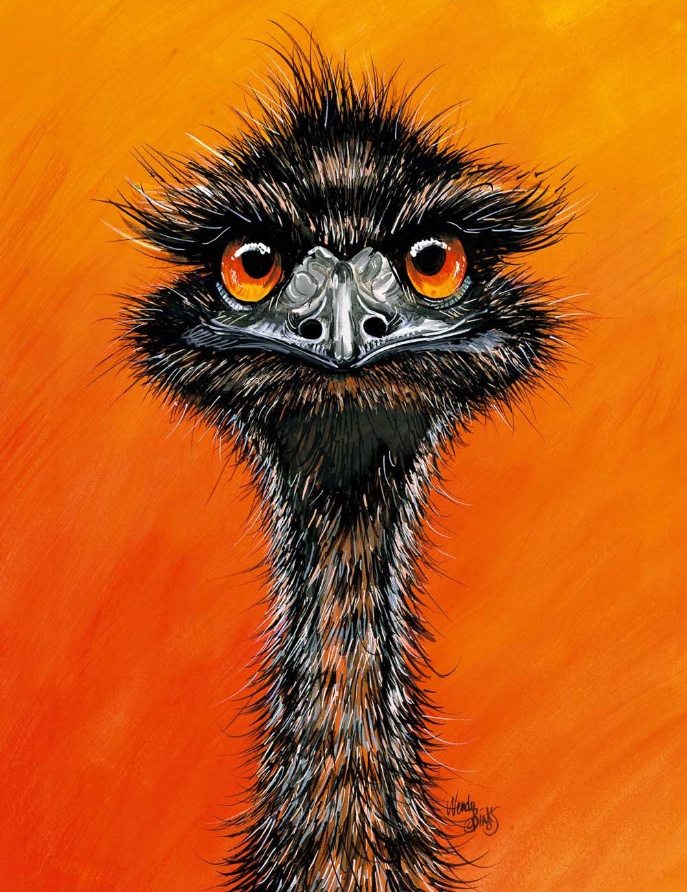 Emu with Attitude – Canvas Print - Stunned Emu Designs by Wendy Binks
