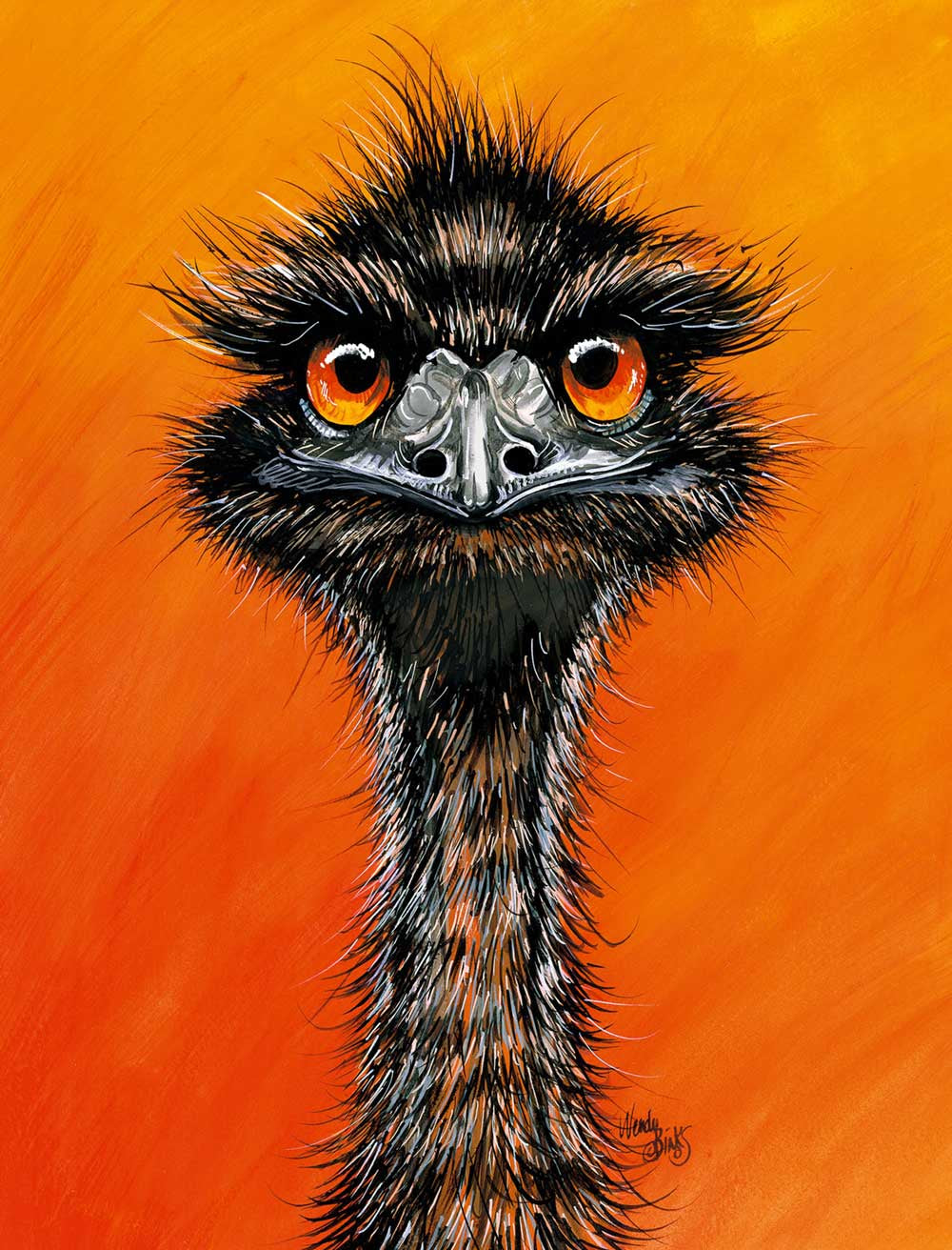Emu with Attitude – Canvas Print - Stunned Emu Designs by Wendy Binks