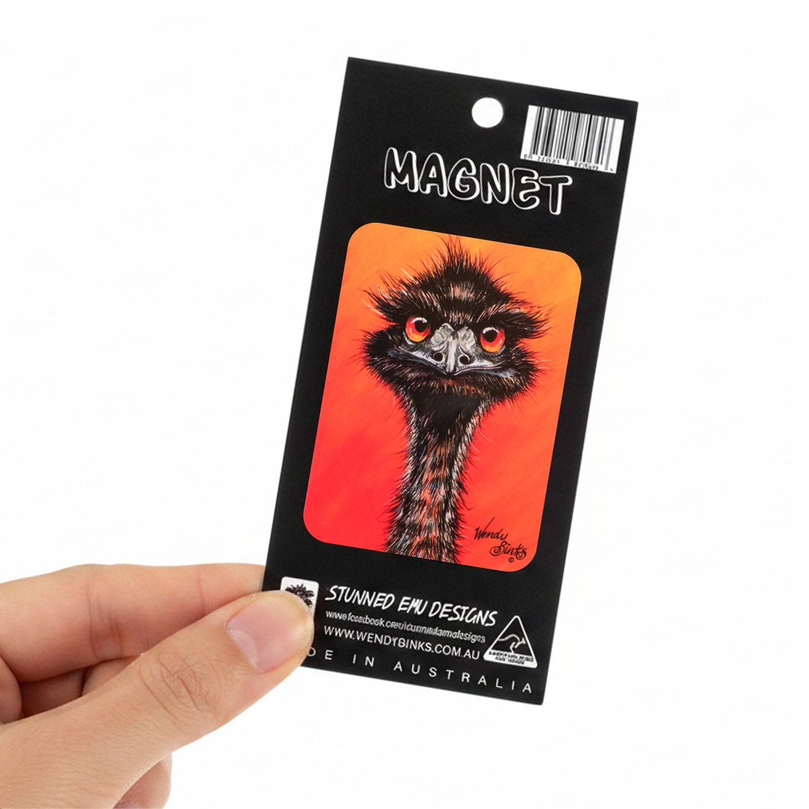 Emu with Attitude – Small Magnet - Stunned Emu Designs by Wendy Binks