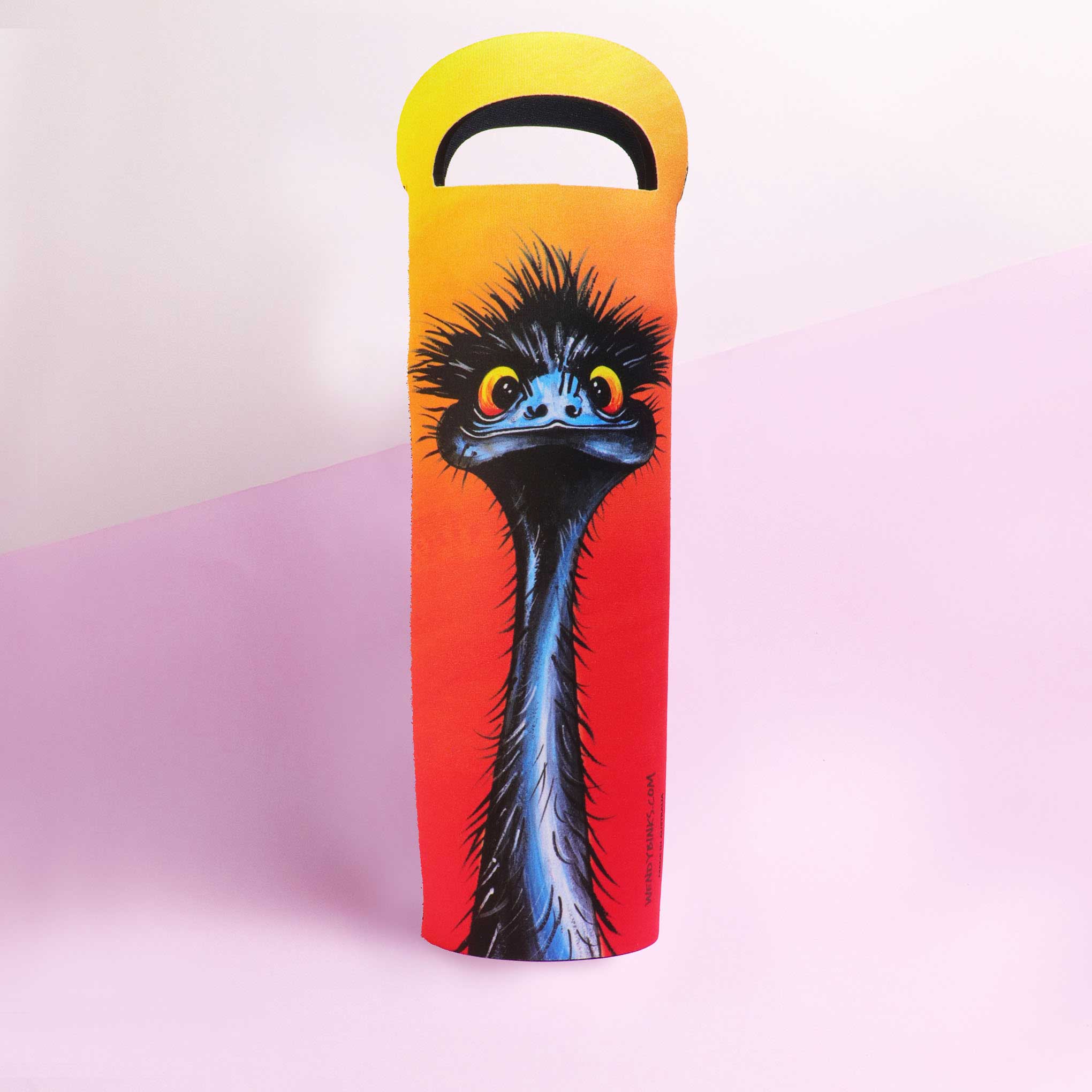 Emu with Attitude – Wine Cooler - Stunned Emu Designs by Wendy Binks