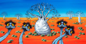 Emus & Boabs – Canvas Print - Stunned Emu Designs by Wendy Binks