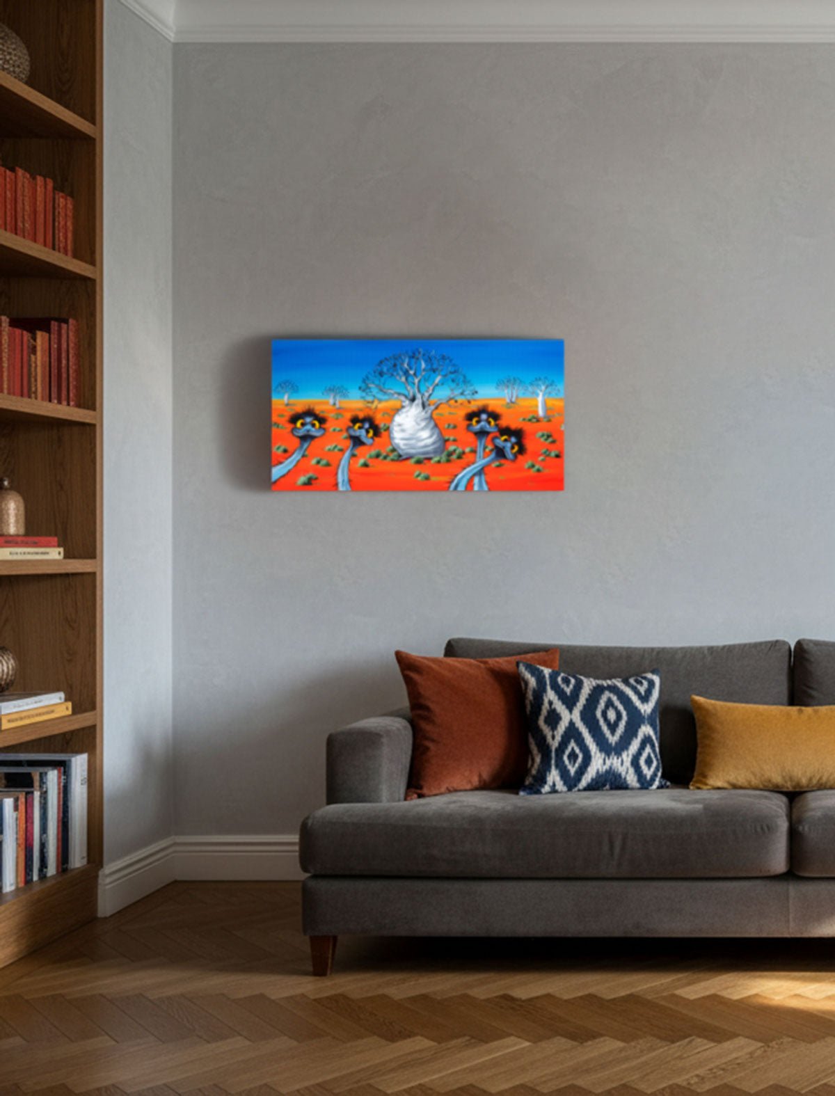 Emus & Boabs – Canvas Print - Stunned Emu Designs by Wendy Binks
