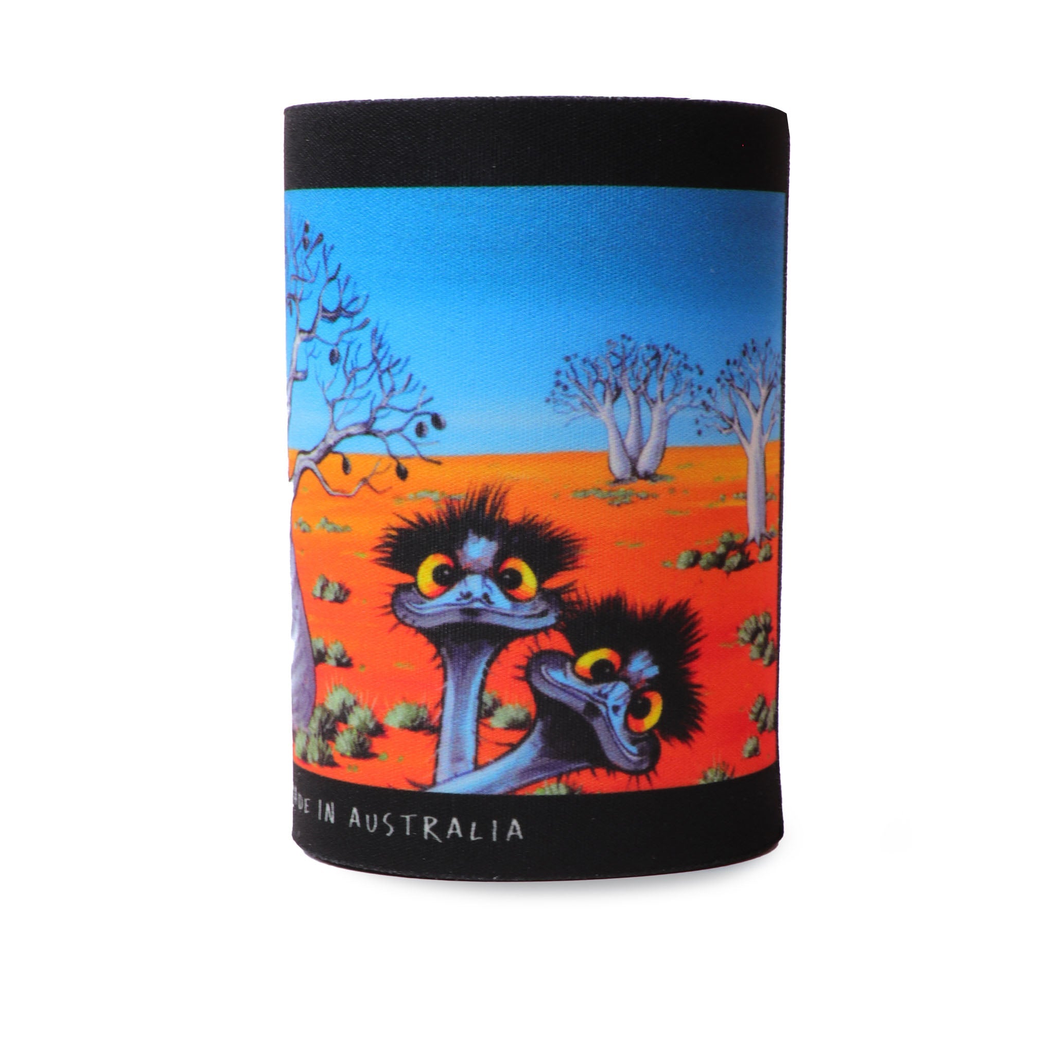 Emus & Boabs – Drink Holder - Stunned Emu Designs by Wendy Binks