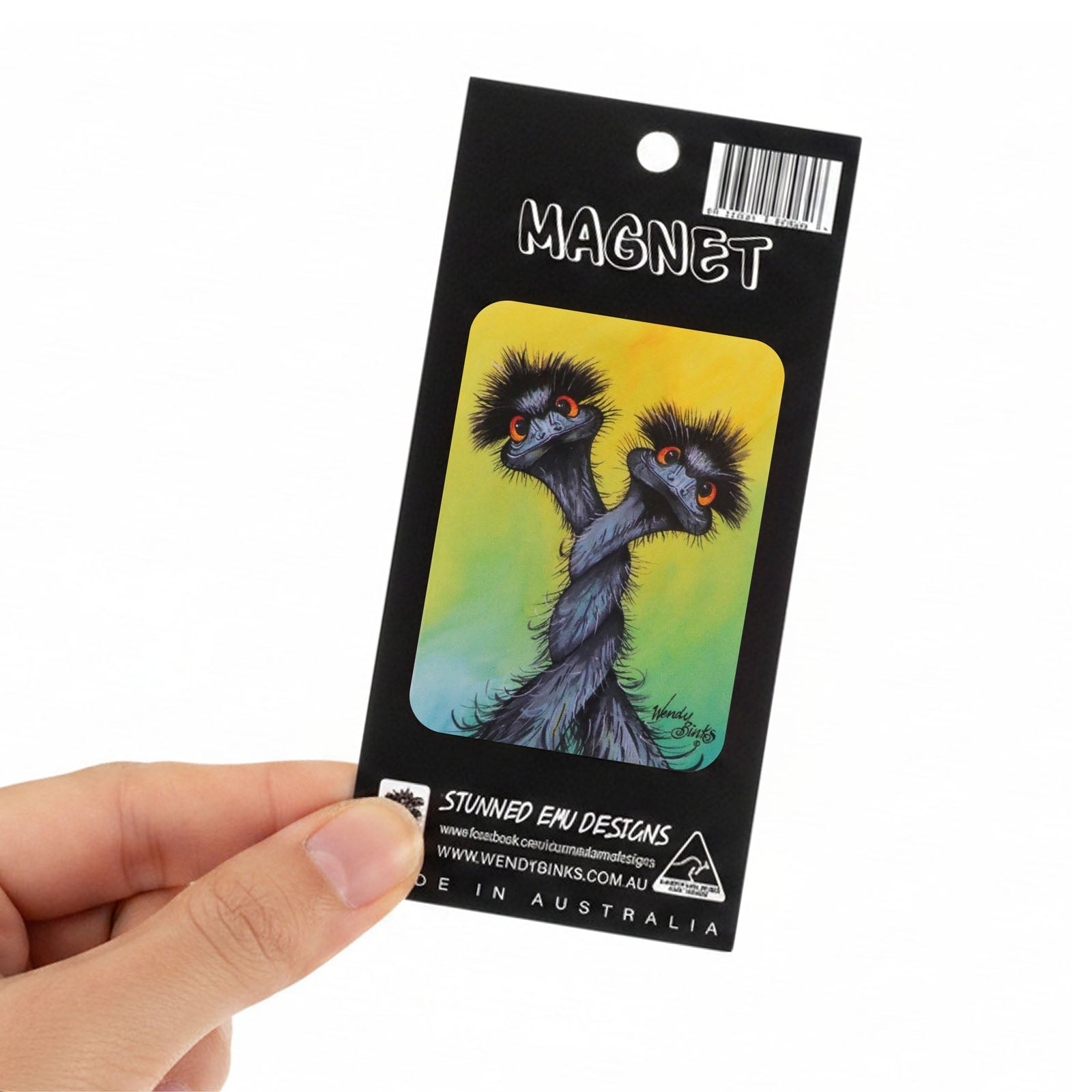Green Twisted – Small Magnet - Stunned Emu Designs by Wendy Binks