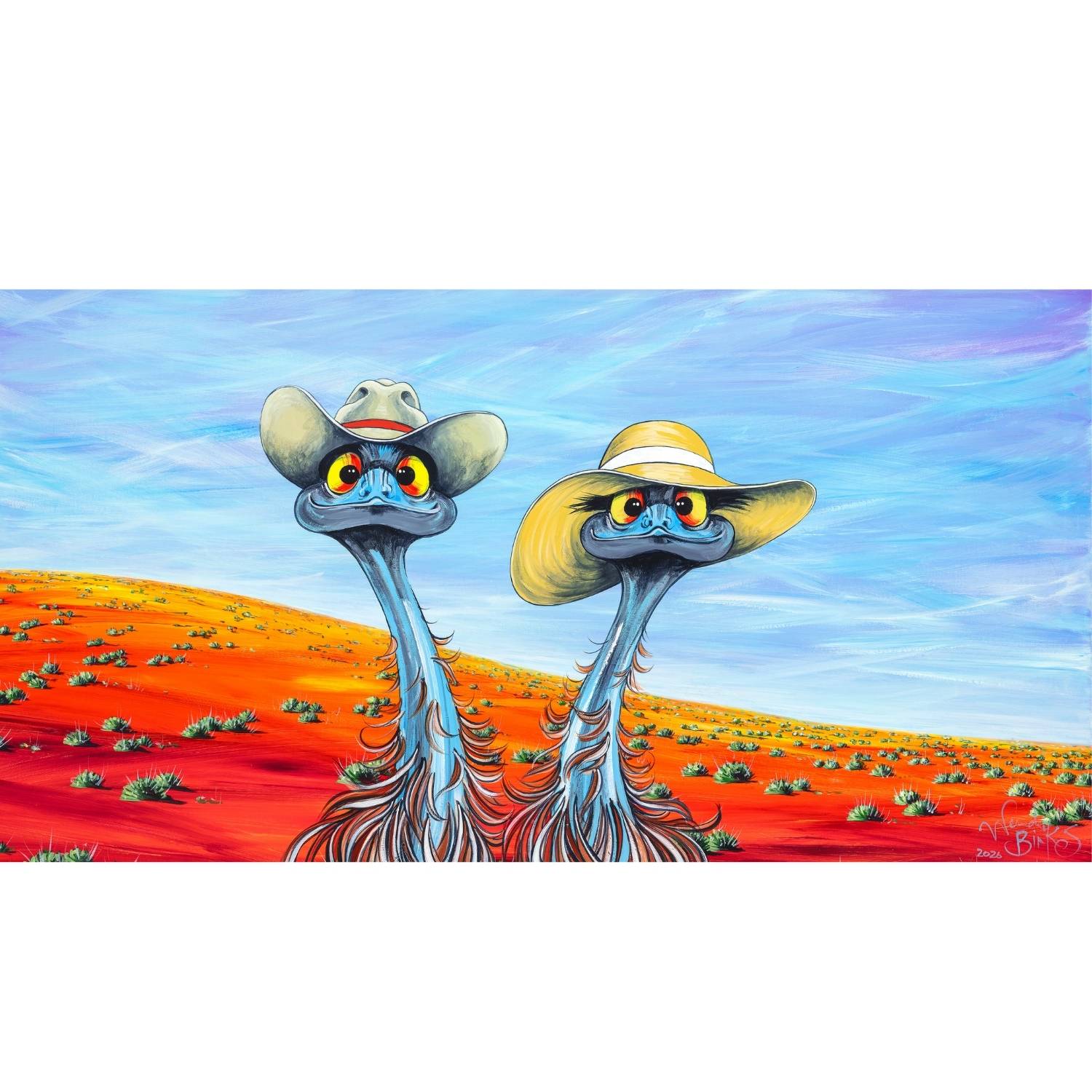 Hats in the Desert – Original - Stunned Emu Designs by Wendy Binks