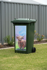 Highland Cow Greener Grass – Bin Sticker