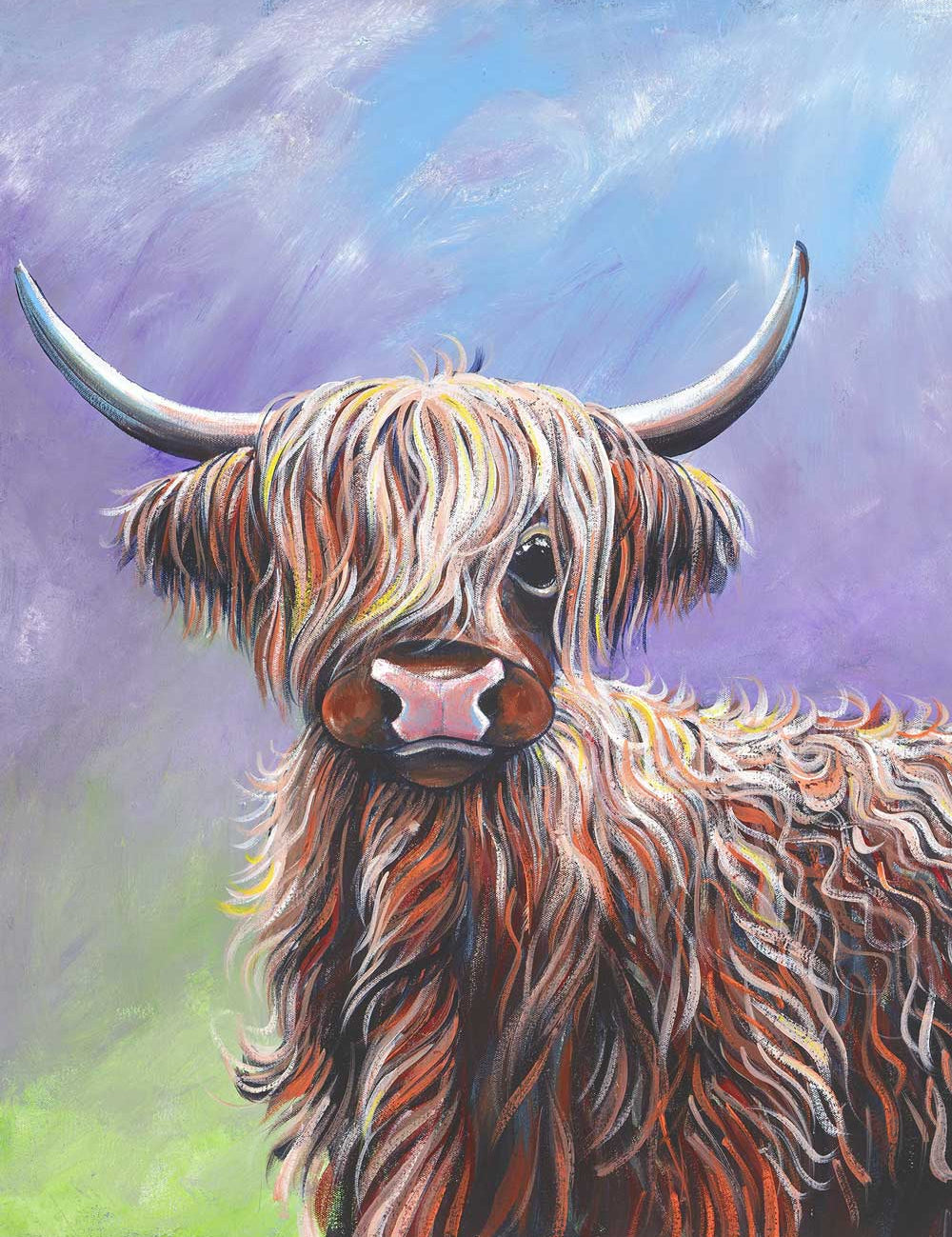 Highland Cow Greener Grass - Canvas Print - Stunned Emu Designs by Wendy Binks