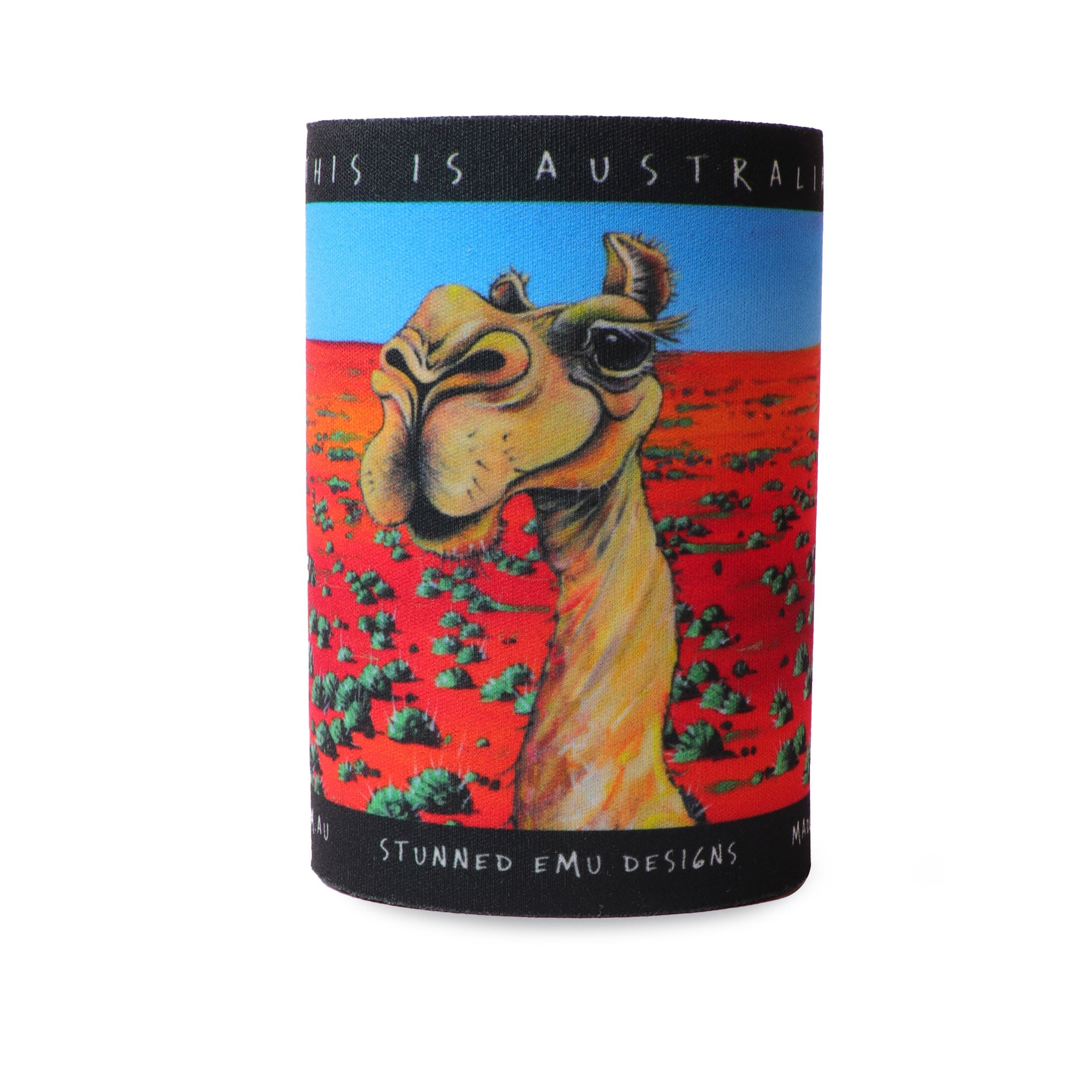 Outback Camel – Drink Holder - Stunned Emu Designs by Wendy Binks