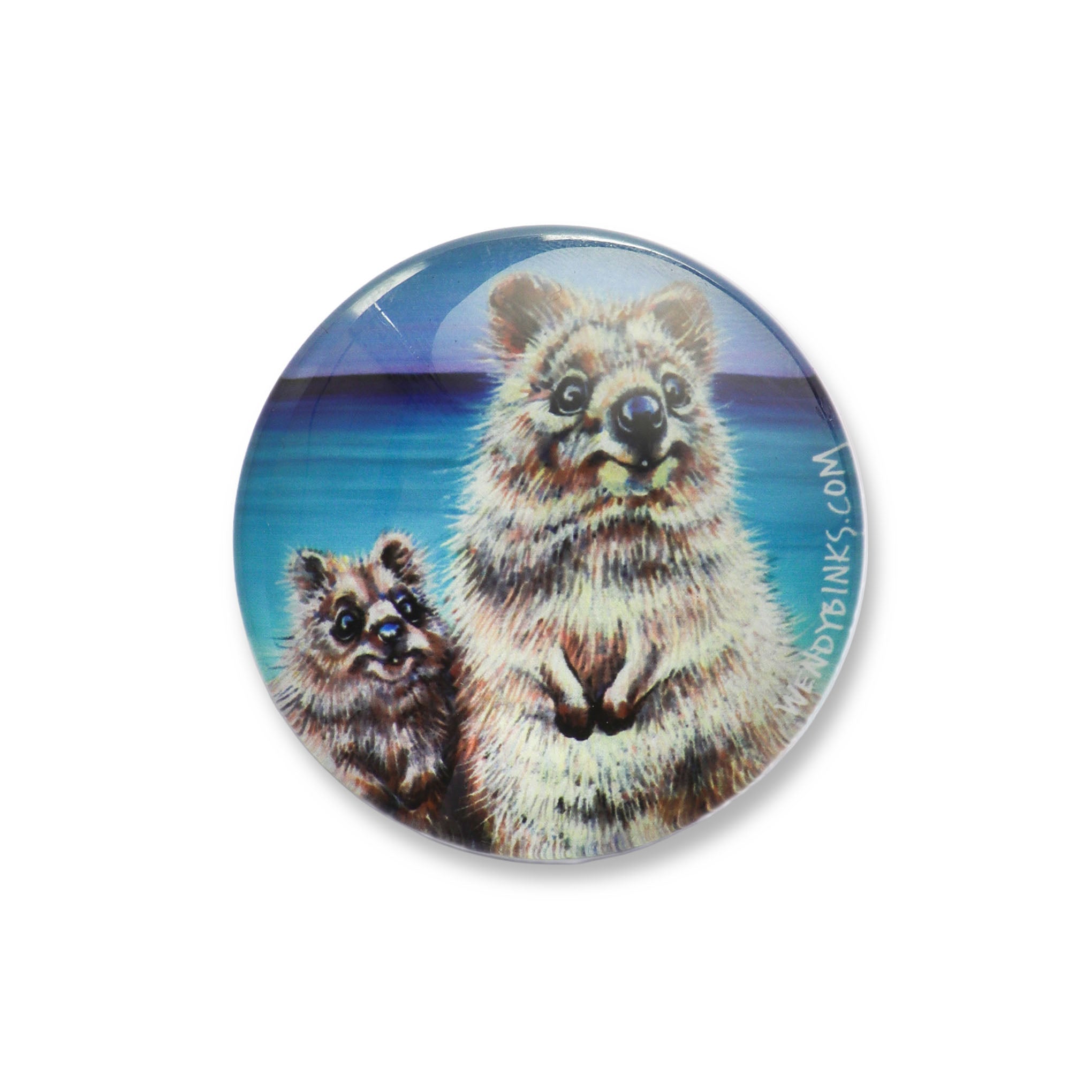 Quokka Love – Glass Magnet - Stunned Emu Designs by Wendy Binks