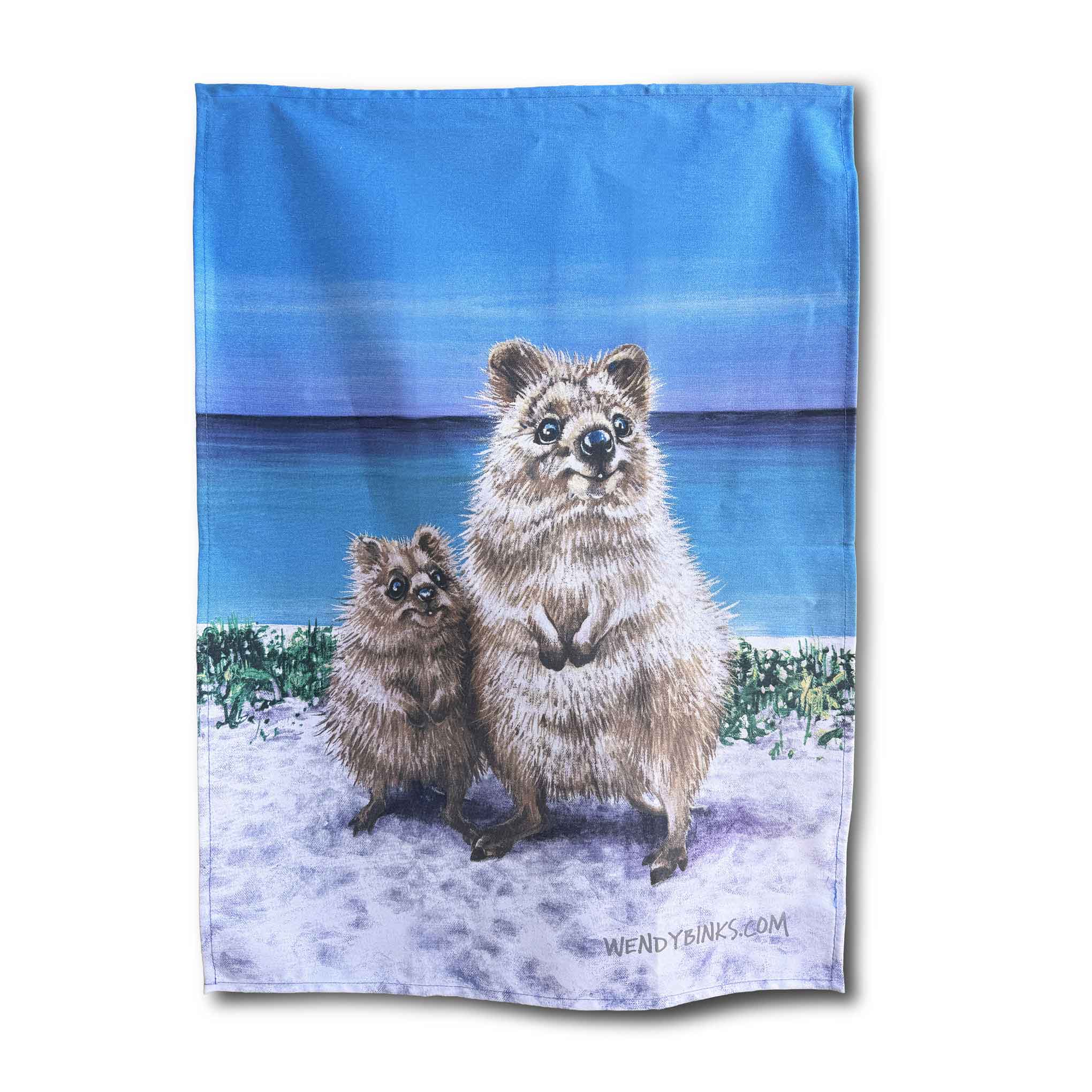 Quokka Love – Tea Towel - Stunned Emu Designs by Wendy Binks