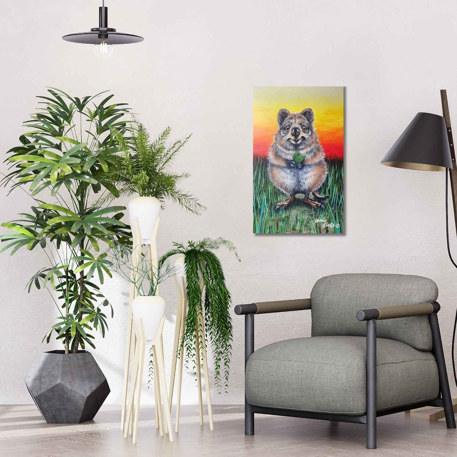 Quokka Smile – Canvas Original - Stunned Emu Designs by Wendy Binks
