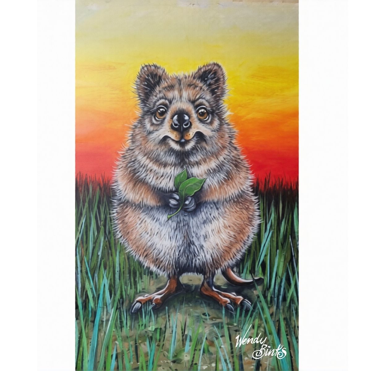 Quokka Smile – Canvas Original - Stunned Emu Designs by Wendy Binks