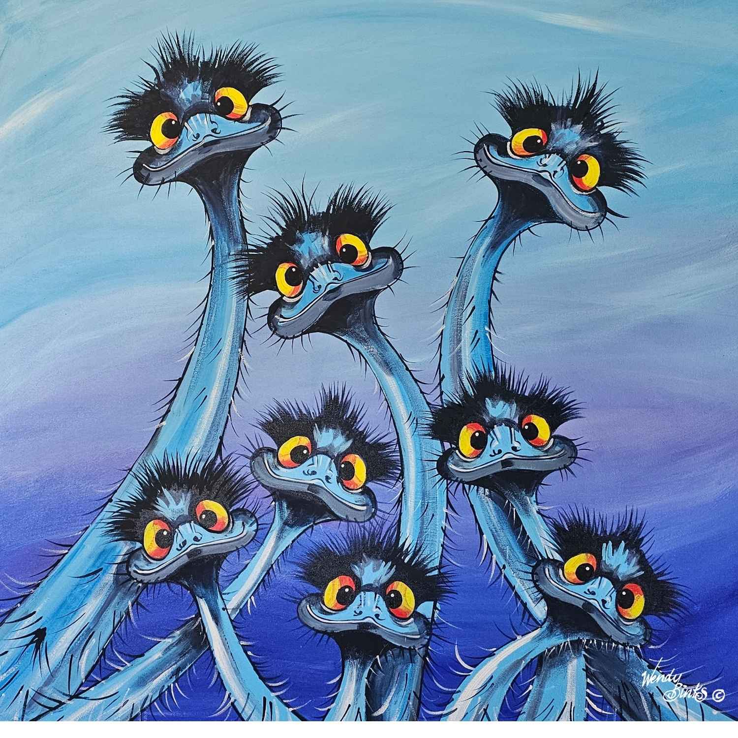 Ratite Relations – Original - Stunned Emu Designs by Wendy Binks