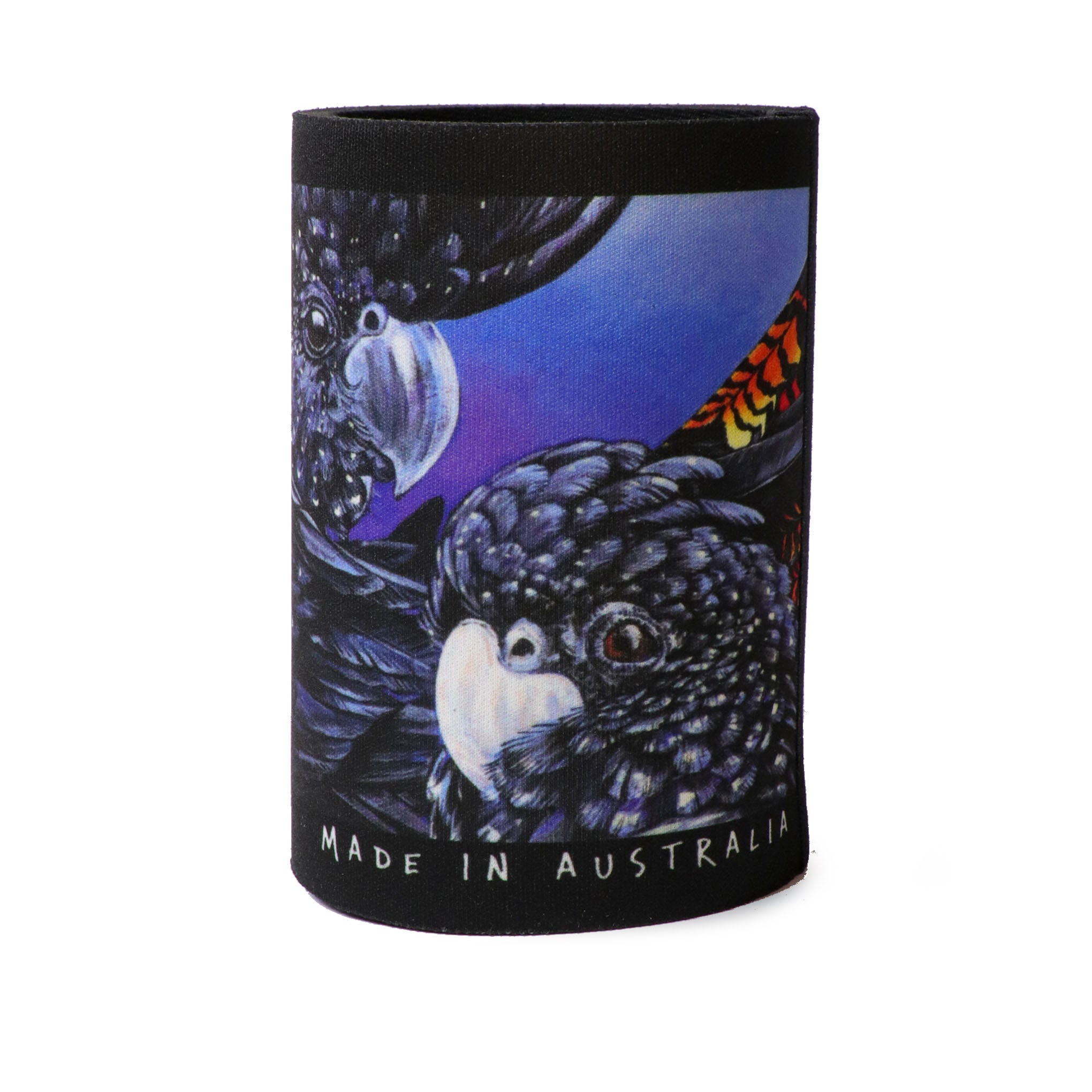 Red Tailed Black Cockatoo – Drink Holder - Stunned Emu Designs by Wendy Binks