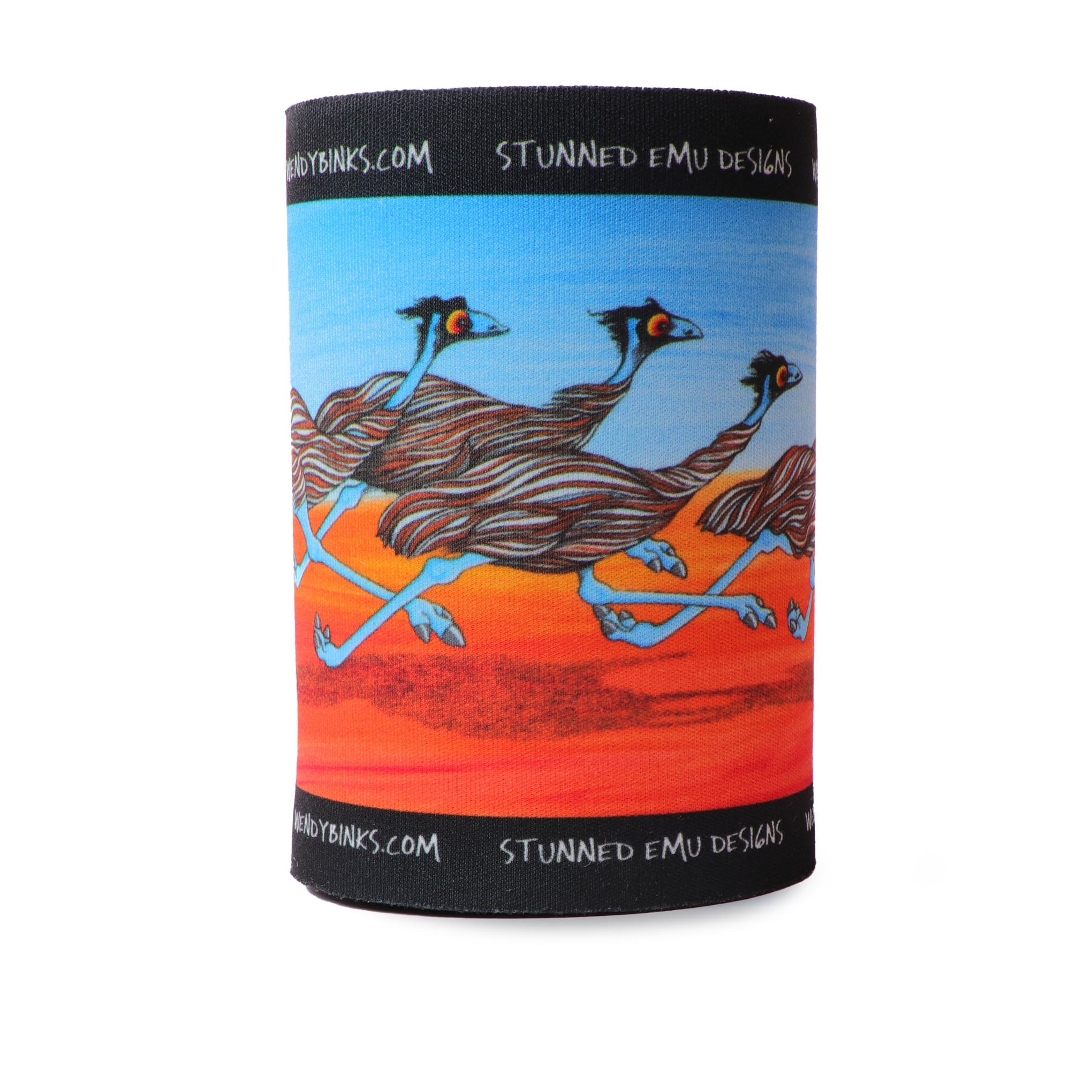 Running Emus – Drink Holder - Stunned Emu Designs by Wendy Binks