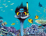Snorkelling Emu – Canvas Print