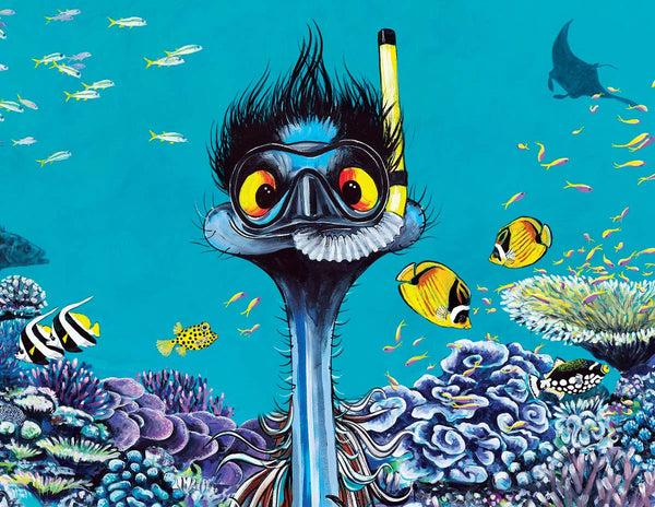 Snorkelling Emu – Canvas Print | Australian Wildlife Art | Wendy