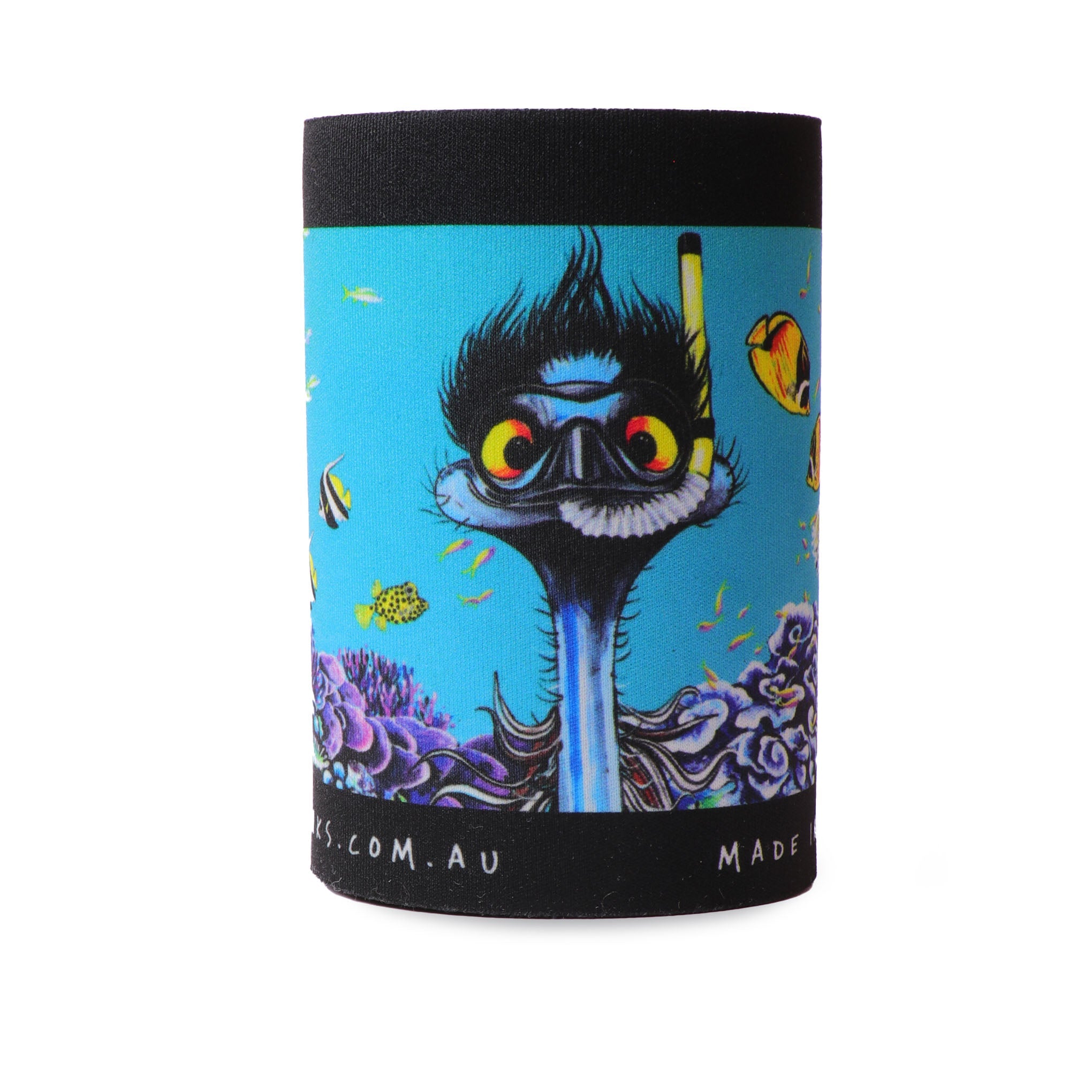 Snorkelling Emu – Drink Holder - Stunned Emu Designs by Wendy Binks