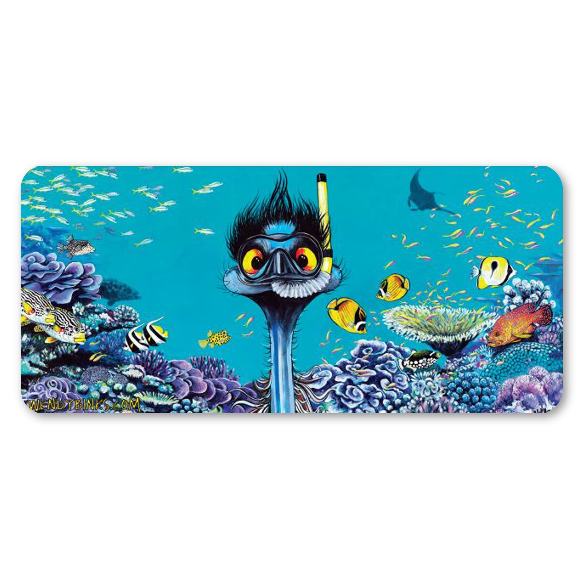 Snorkelling Emu – Large Magnet - Stunned Emu Designs by Wendy Binks