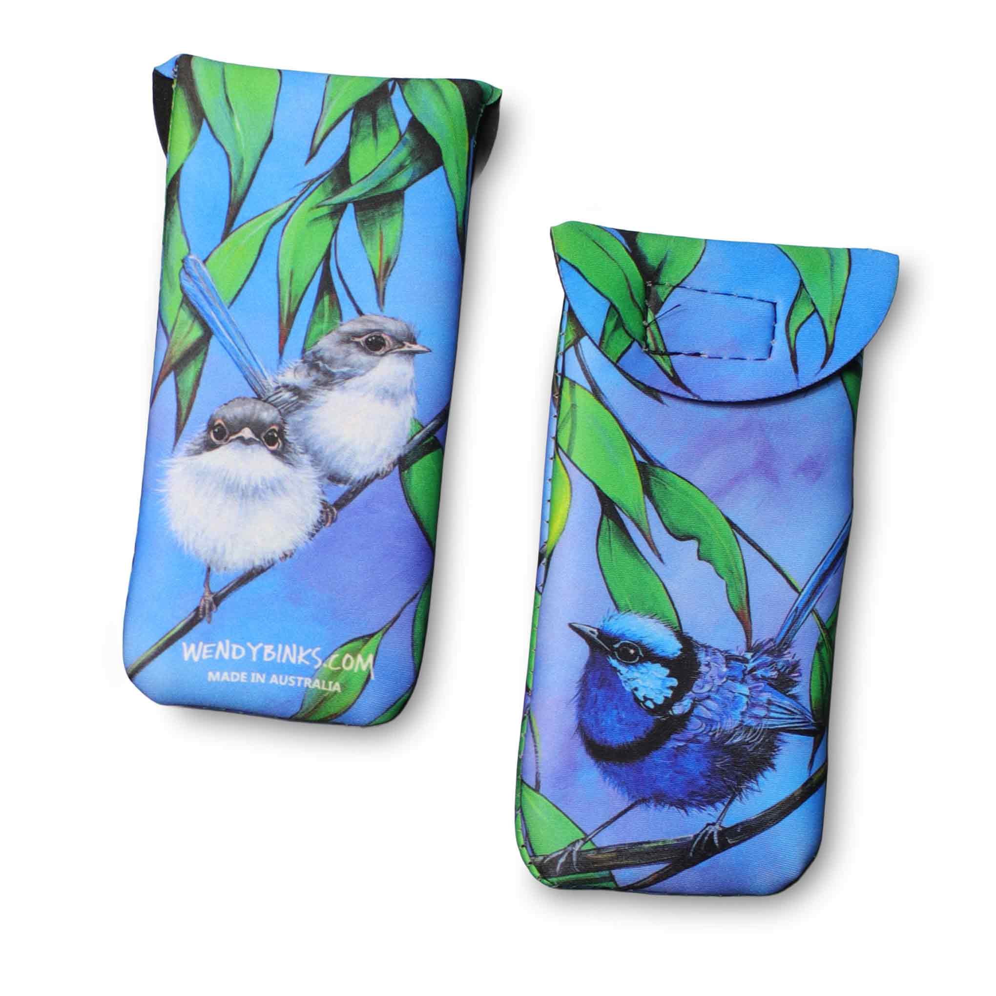 Splendid Wrens – Sunglasses Case - Stunned Emu Designs by Wendy Binks