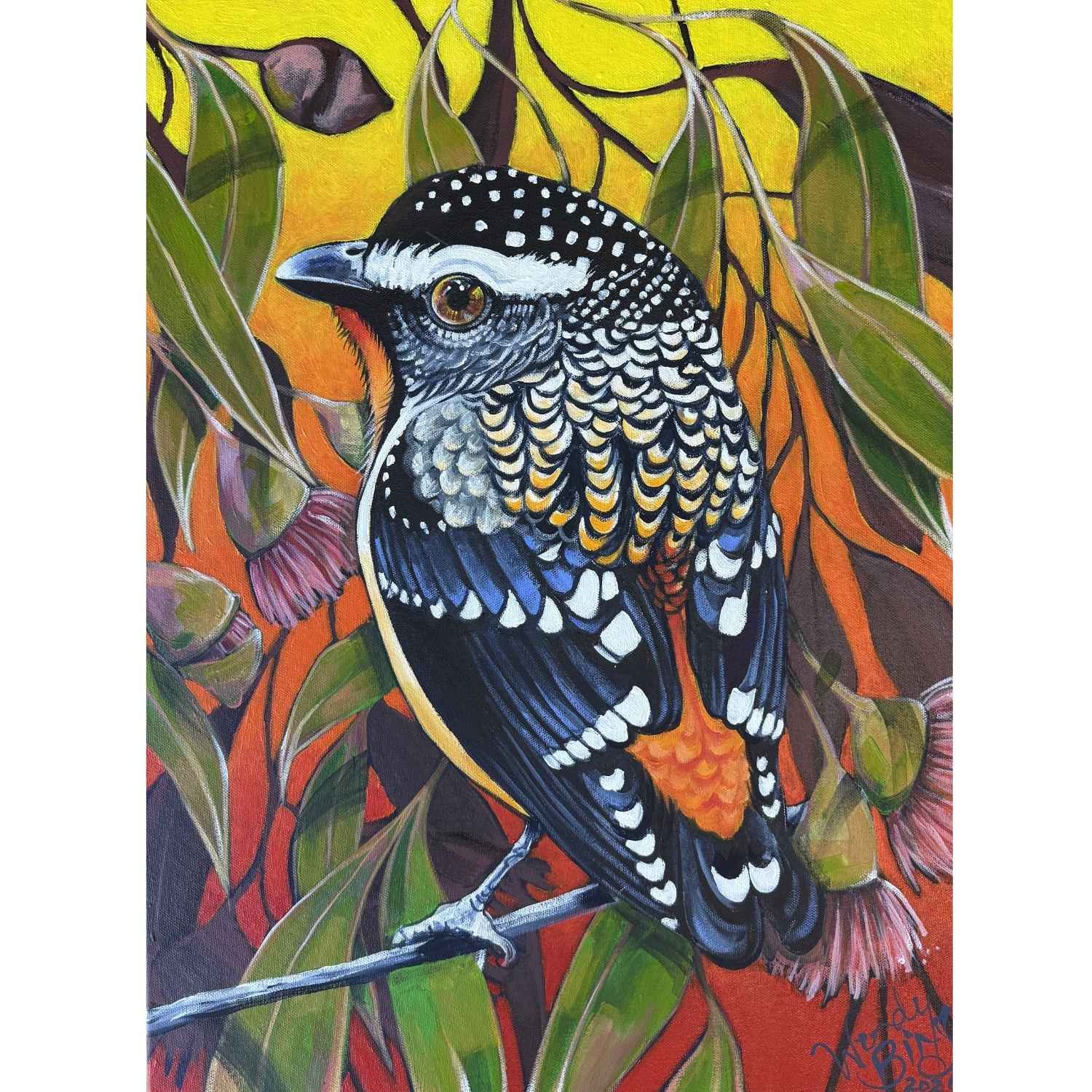 Spotted Pardalote – Original - Stunned Emu Designs by Wendy Binks