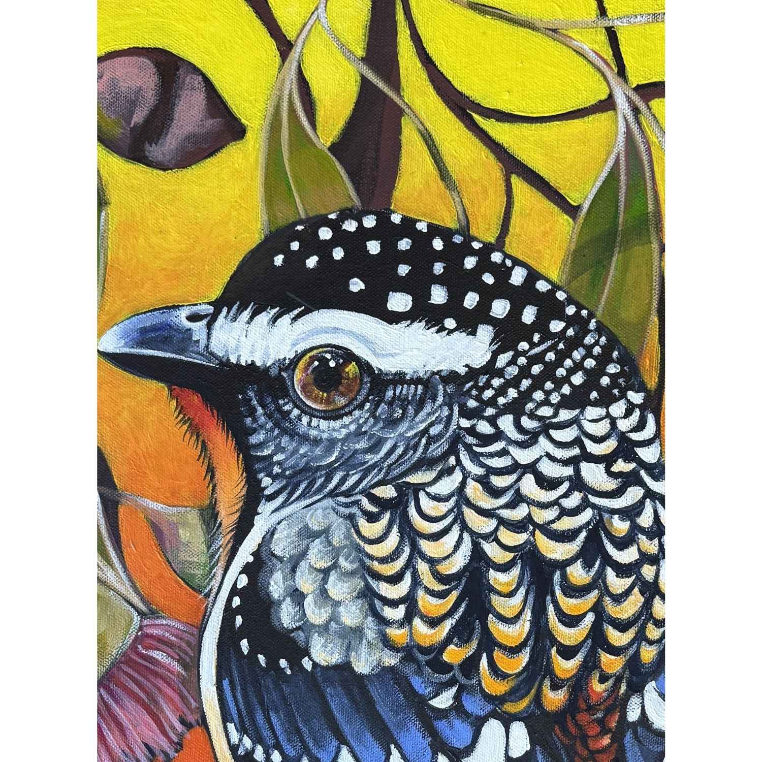 Spotted Pardalote – Original - Stunned Emu Designs by Wendy Binks