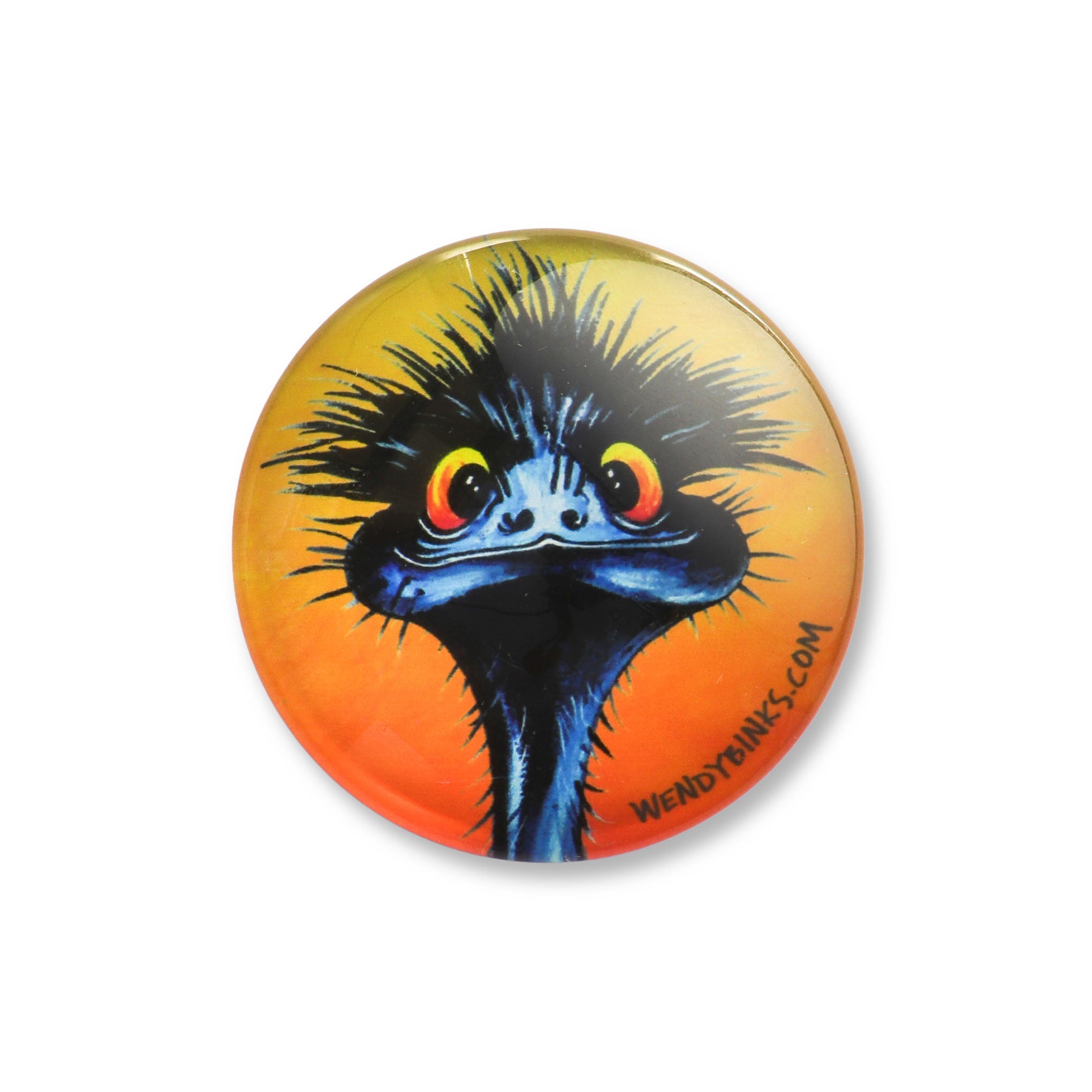 Stunned Emu – Glass Magnet - Stunned Emu Designs by Wendy Binks