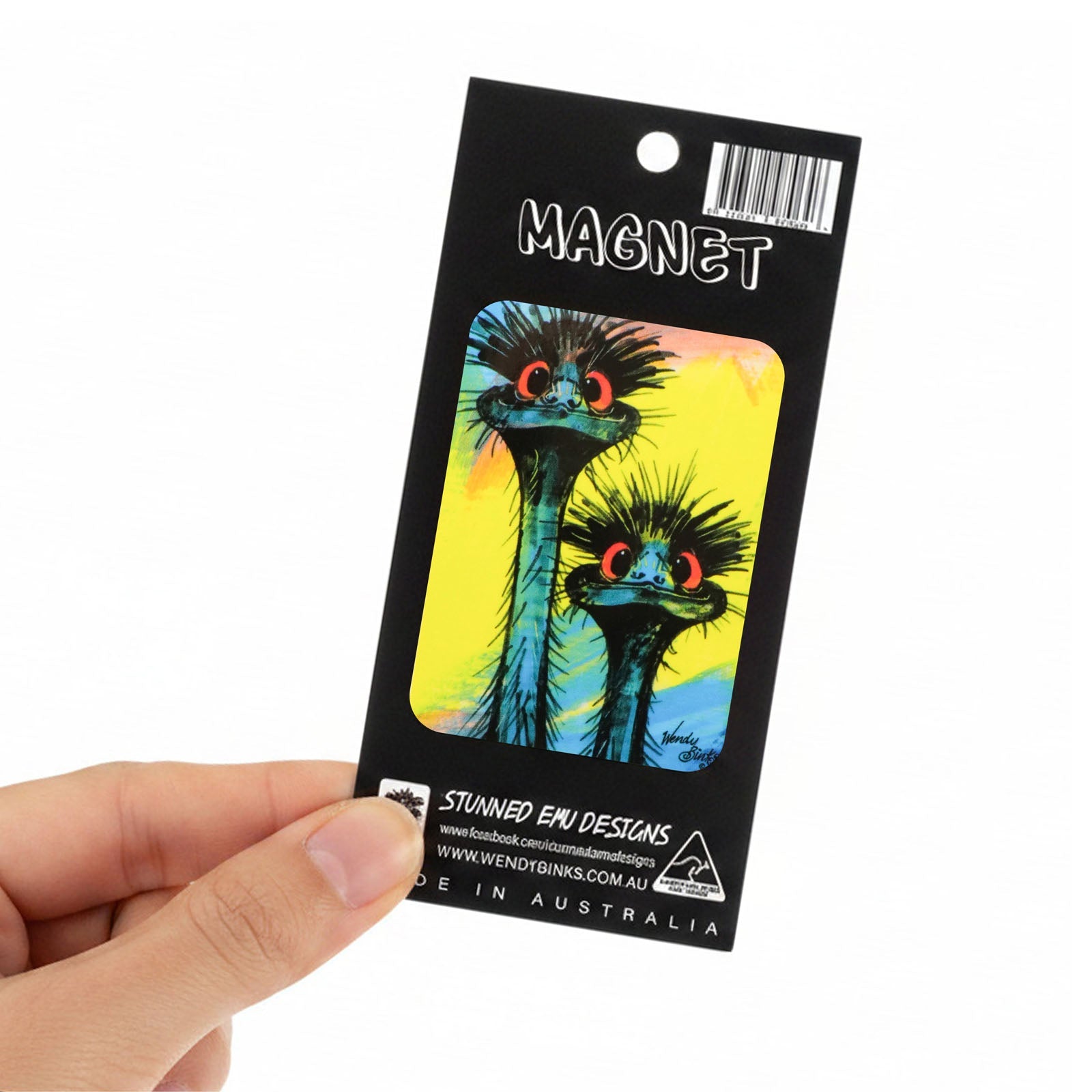 Stunned Emus – Small Magnet - Stunned Emu Designs by Wendy Binks