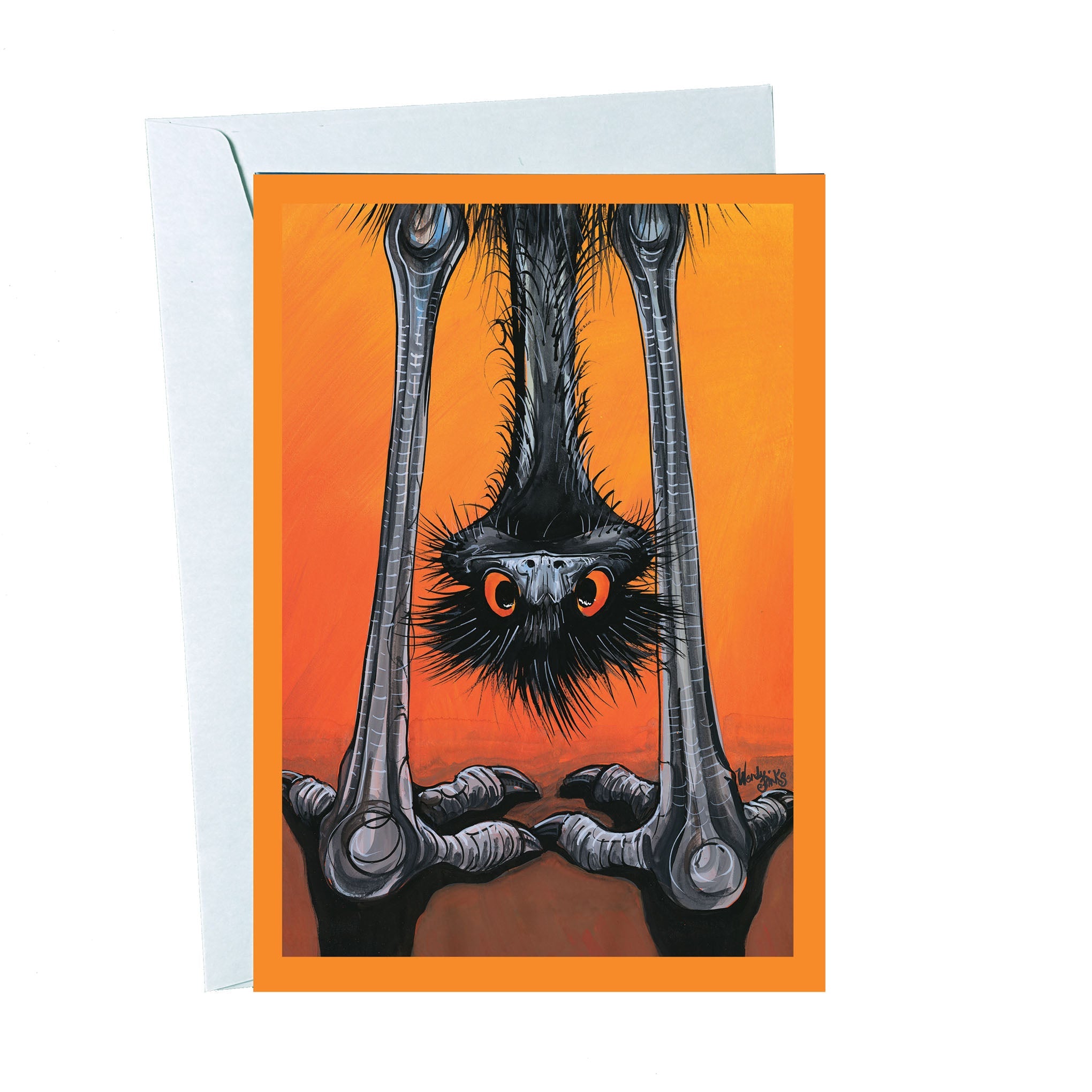 Upside Down – Greeting Card - Stunned Emu Designs by Wendy Binks