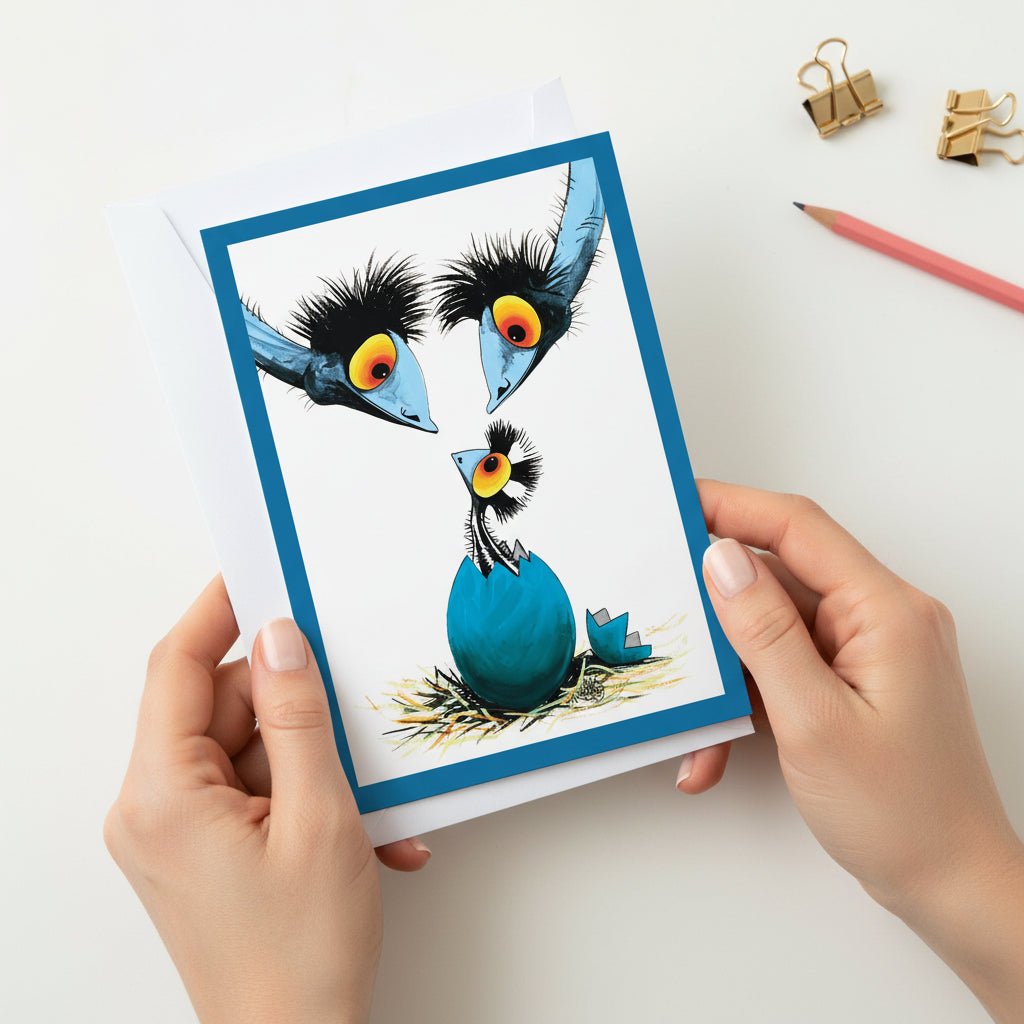 Welcome to the World – Greeting Card - Stunned Emu Designs by Wendy Binks