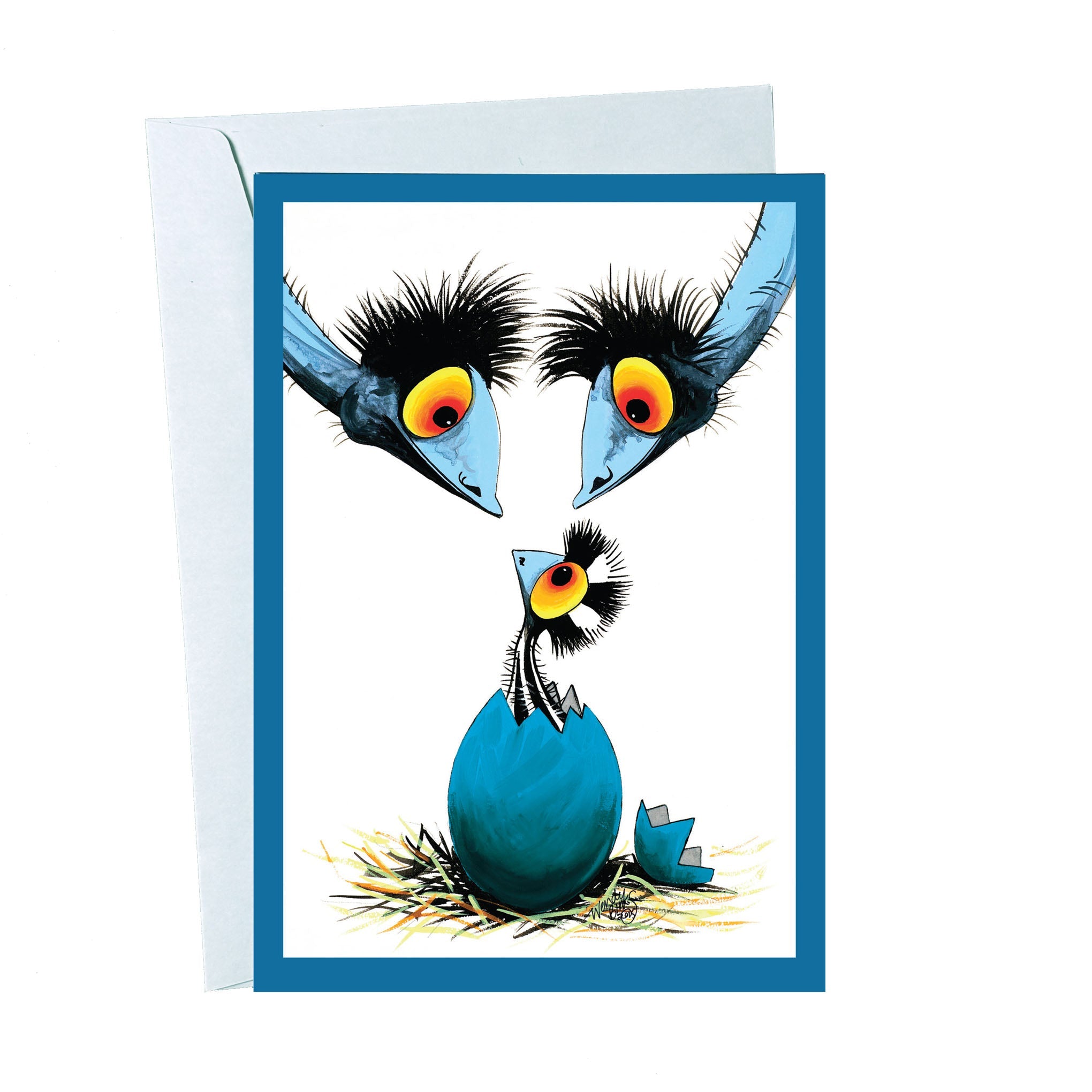 Welcome to the World – Greeting Card - Stunned Emu Designs by Wendy Binks