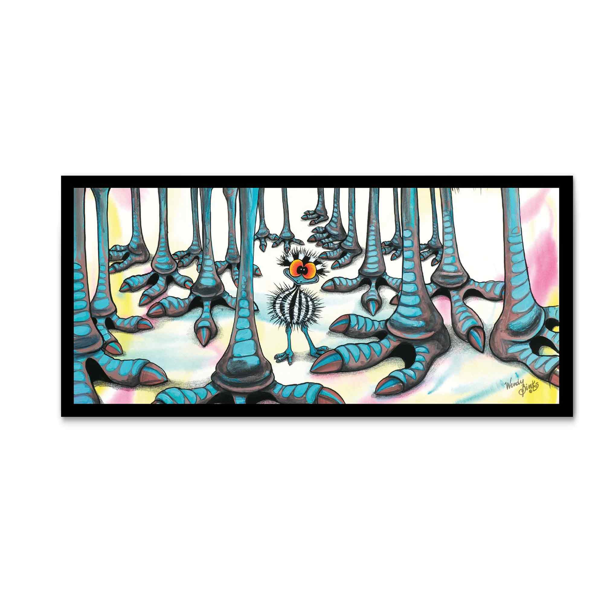 Where’s Stripey? – Postcard - Stunned Emu Designs by Wendy Binks